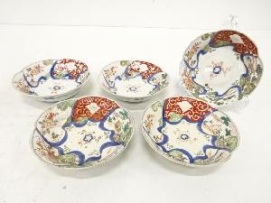 古伊万里　染付　赤絵　兎　なます皿　5客揃